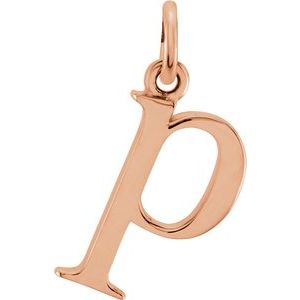 18K Rose Gold-Plated Sterling Silver Lowercase Initial p Charm/Pendant