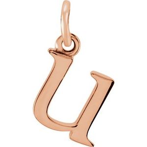 18K Rose Gold-Plated Sterling Silver Lowercase Initial u Charm/Pendant