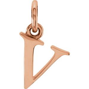 18K Rose Gold-Plated Sterling Silver Lowercase Initial v Charm/Pendant