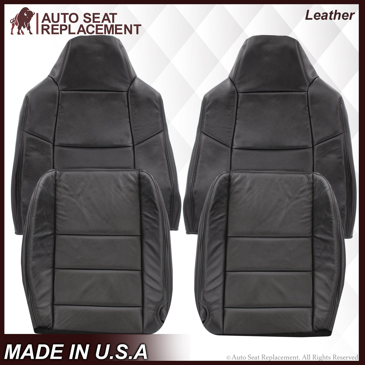 2002-2007 Ford F-250/F-350 Lariat Seat Cover in Black with Perforated Inserts: Choose From Variants