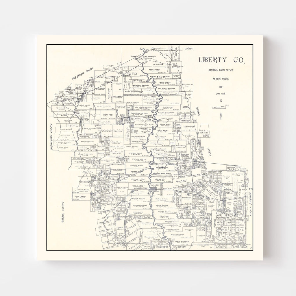 Vintage Map of Liberty County, Texas 1926