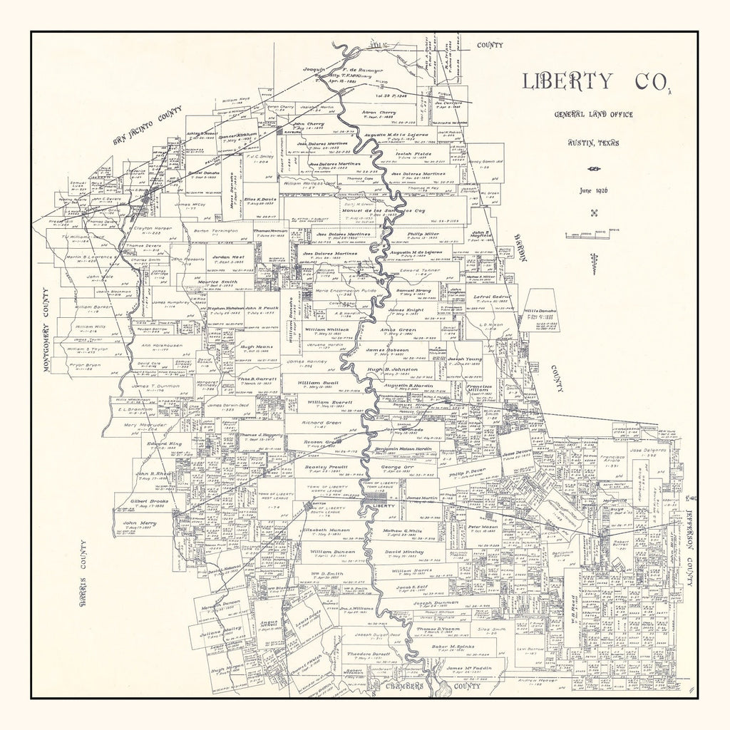 Vintage Map of Liberty County, Texas 1926