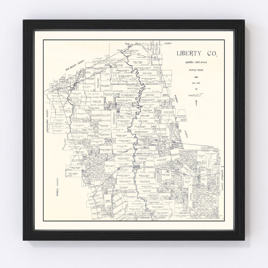 Vintage Map of Liberty County, Texas 1926