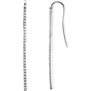 14K White Gold 1/4 CTW Natural Diamond Vertical Bar Earrings