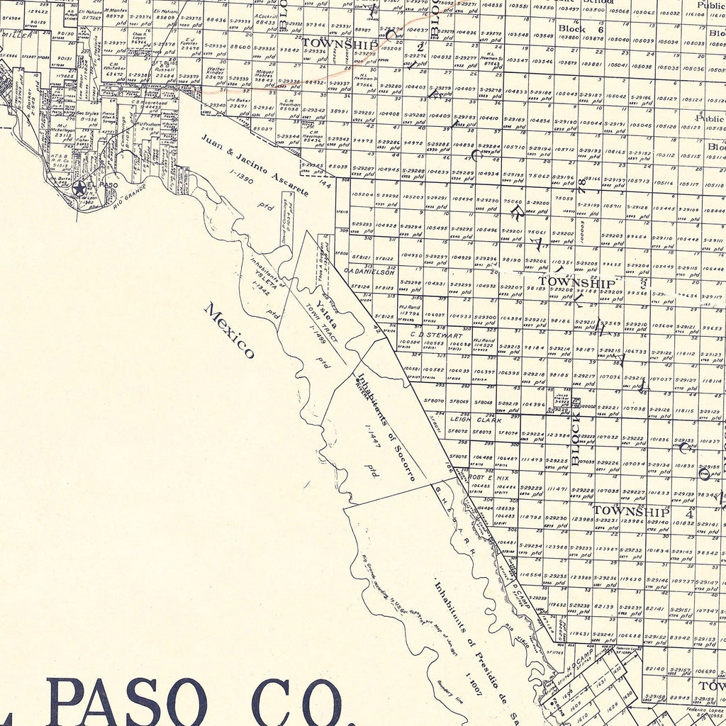 Vintage Map of El Paso County, Texas 1921