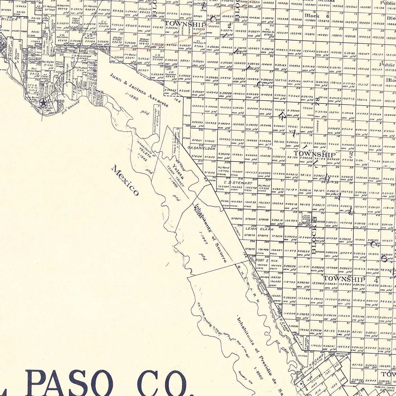 Vintage Map of El Paso County, Texas 1921