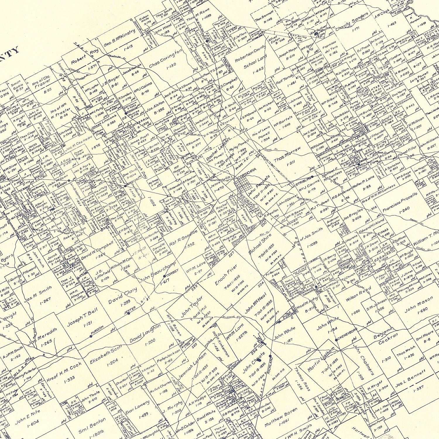 Vintage Map of Navarro County, Texas 1924