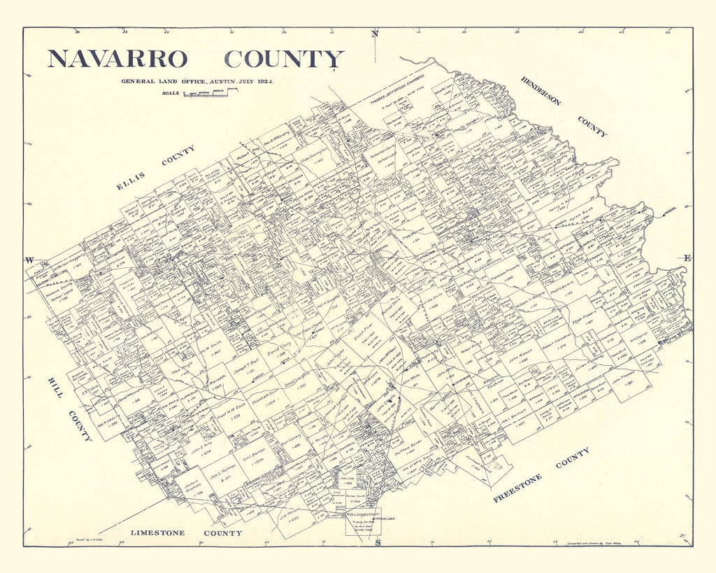 Vintage Map of Navarro County, Texas 1924