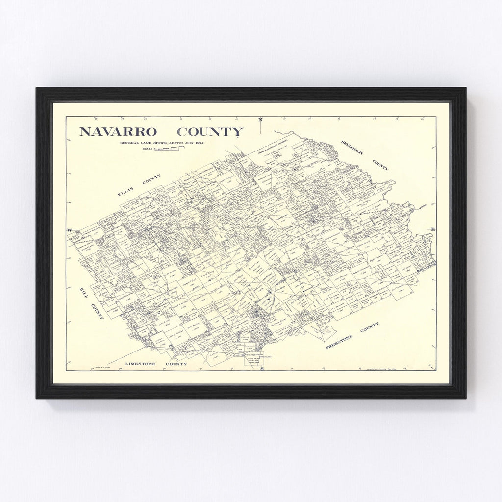 Vintage Map of Navarro County, Texas 1924