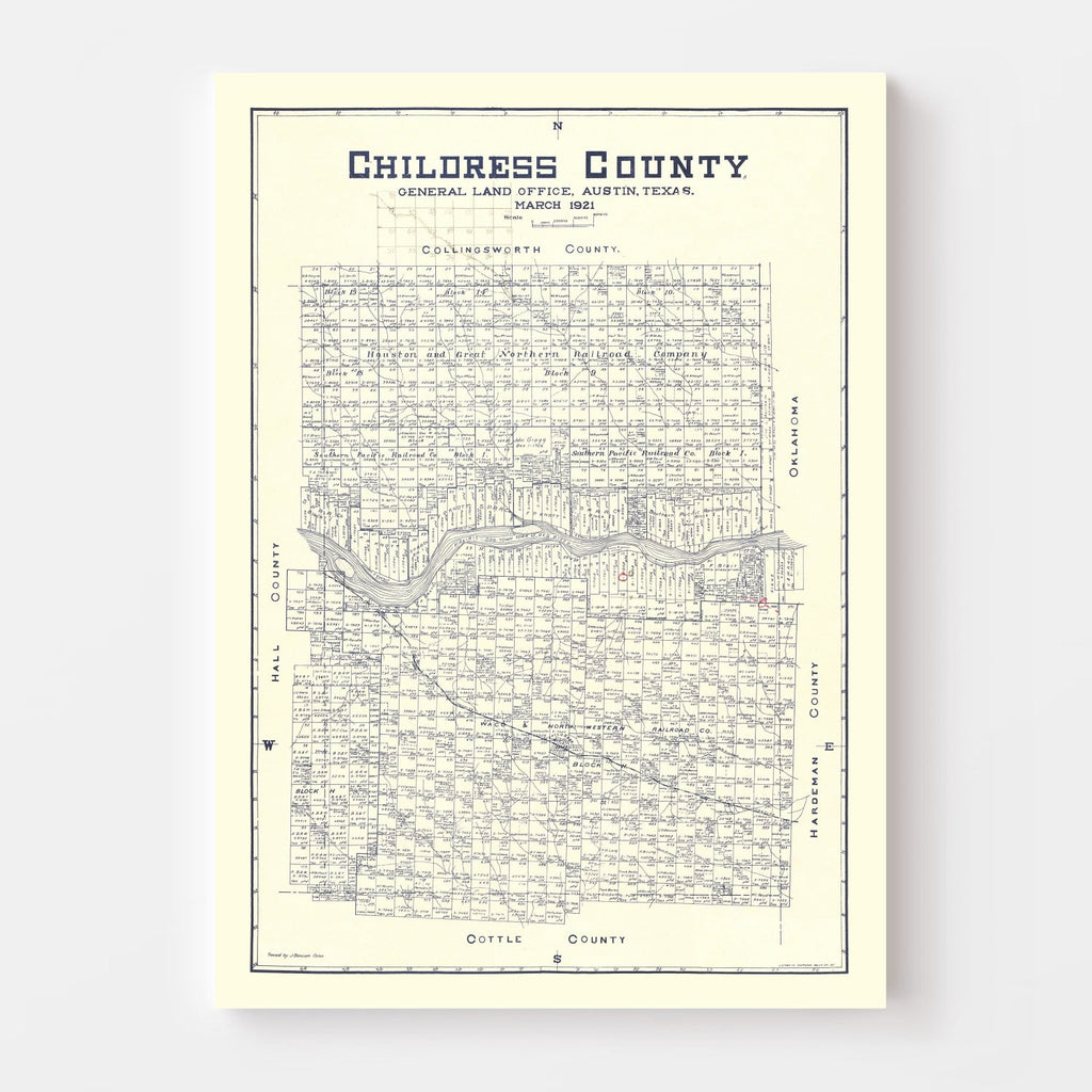 Vintage Map of Childress County, Texas 1921