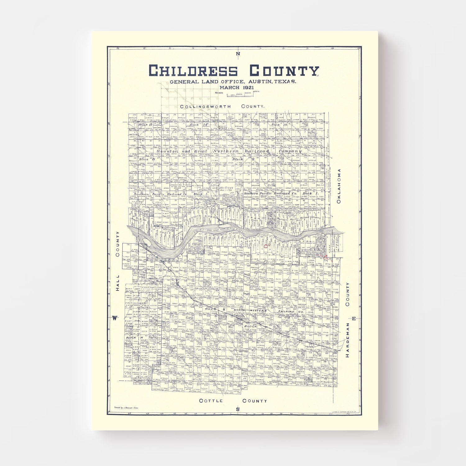 Vintage Map of Childress County, Texas 1921