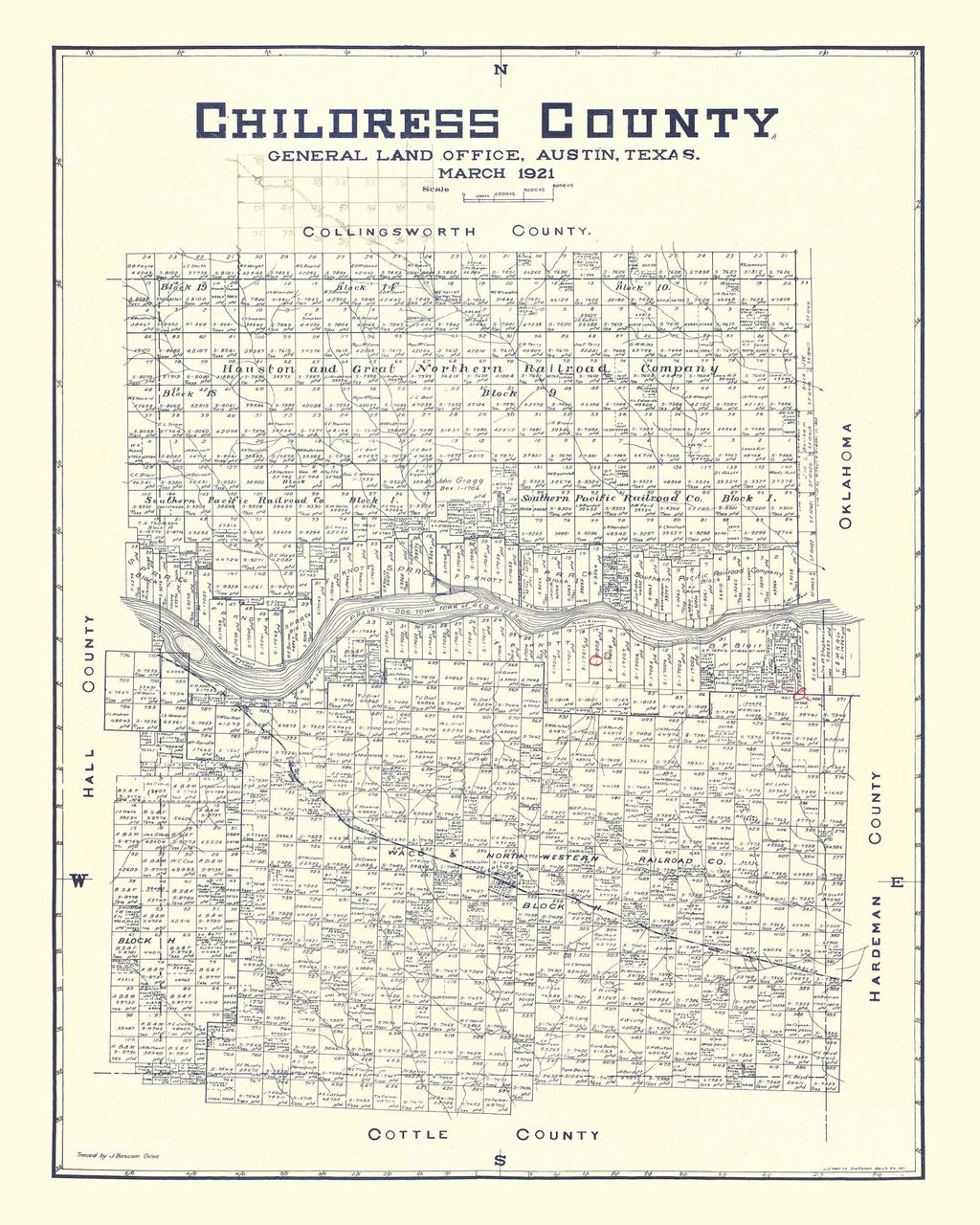 Vintage Map of Childress County, Texas 1921