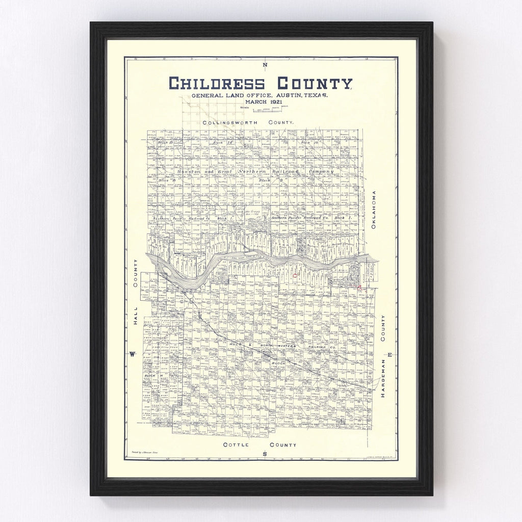 Vintage Map of Childress County, Texas 1921