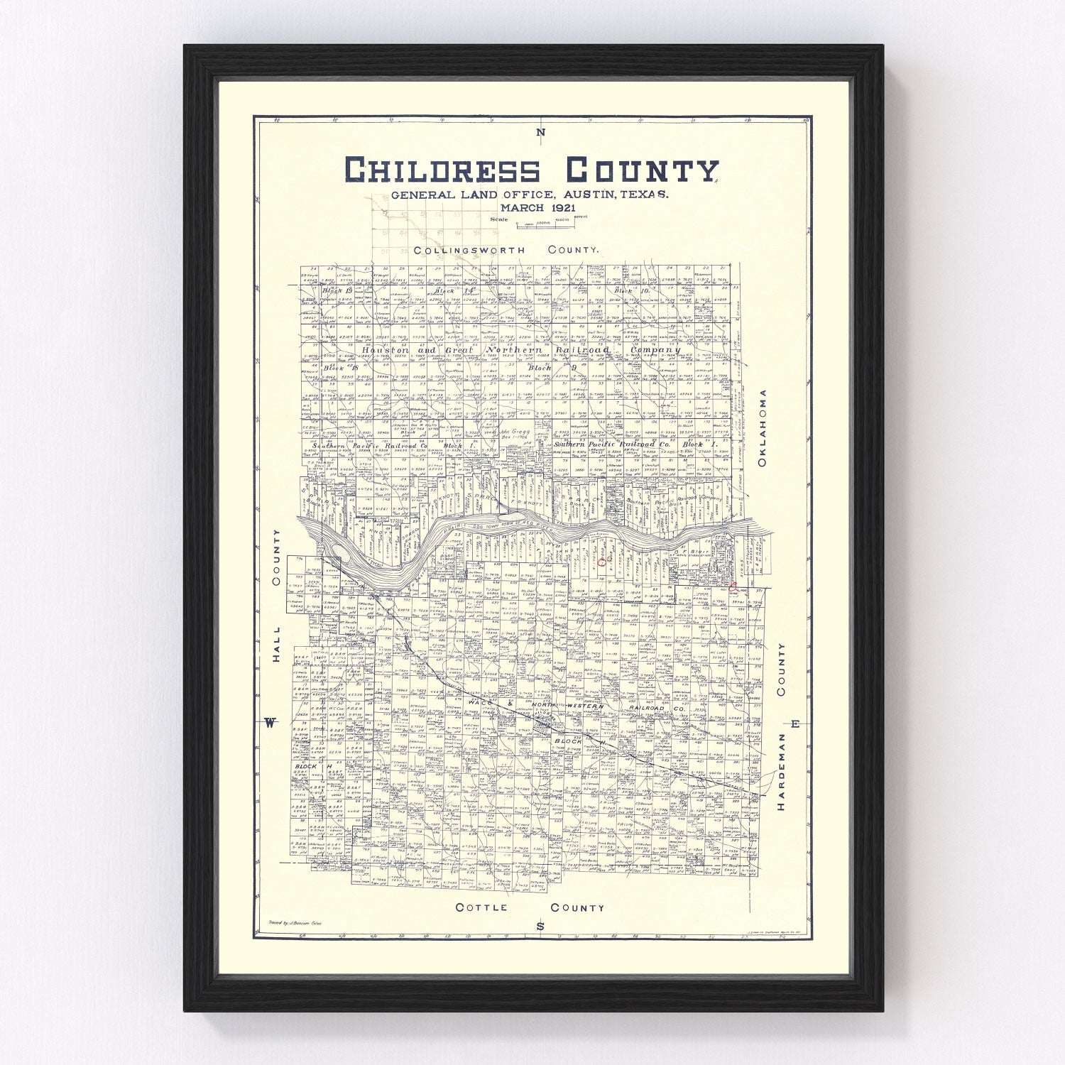 Vintage Map of Childress County, Texas 1921