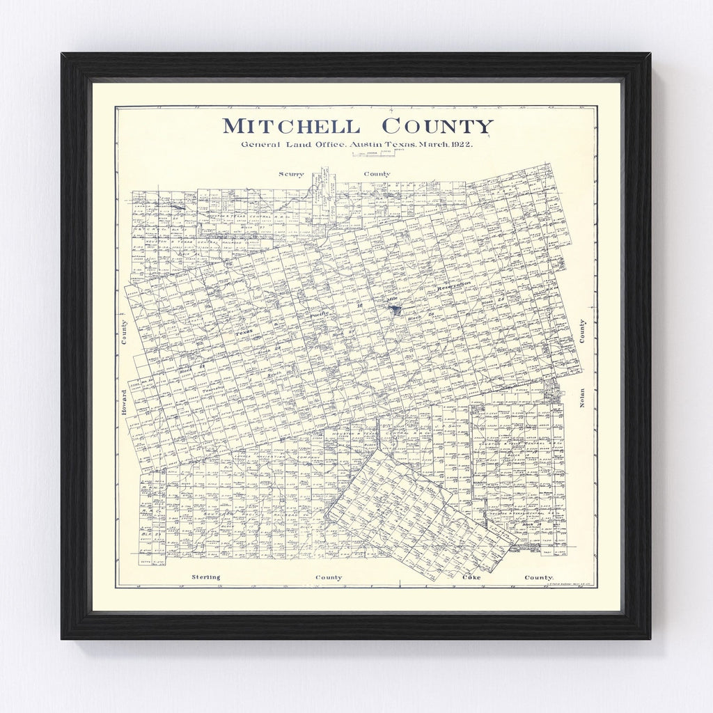 Vintage Map of Mitchell County, Texas 1922