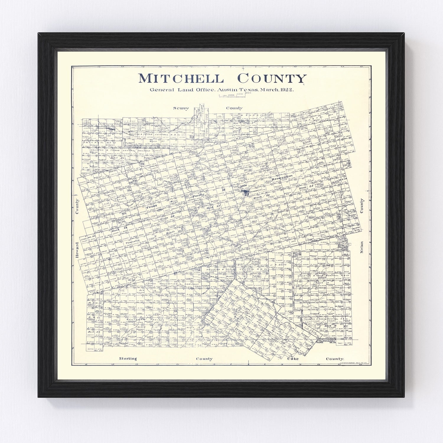 Vintage Map of Mitchell County, Texas 1922