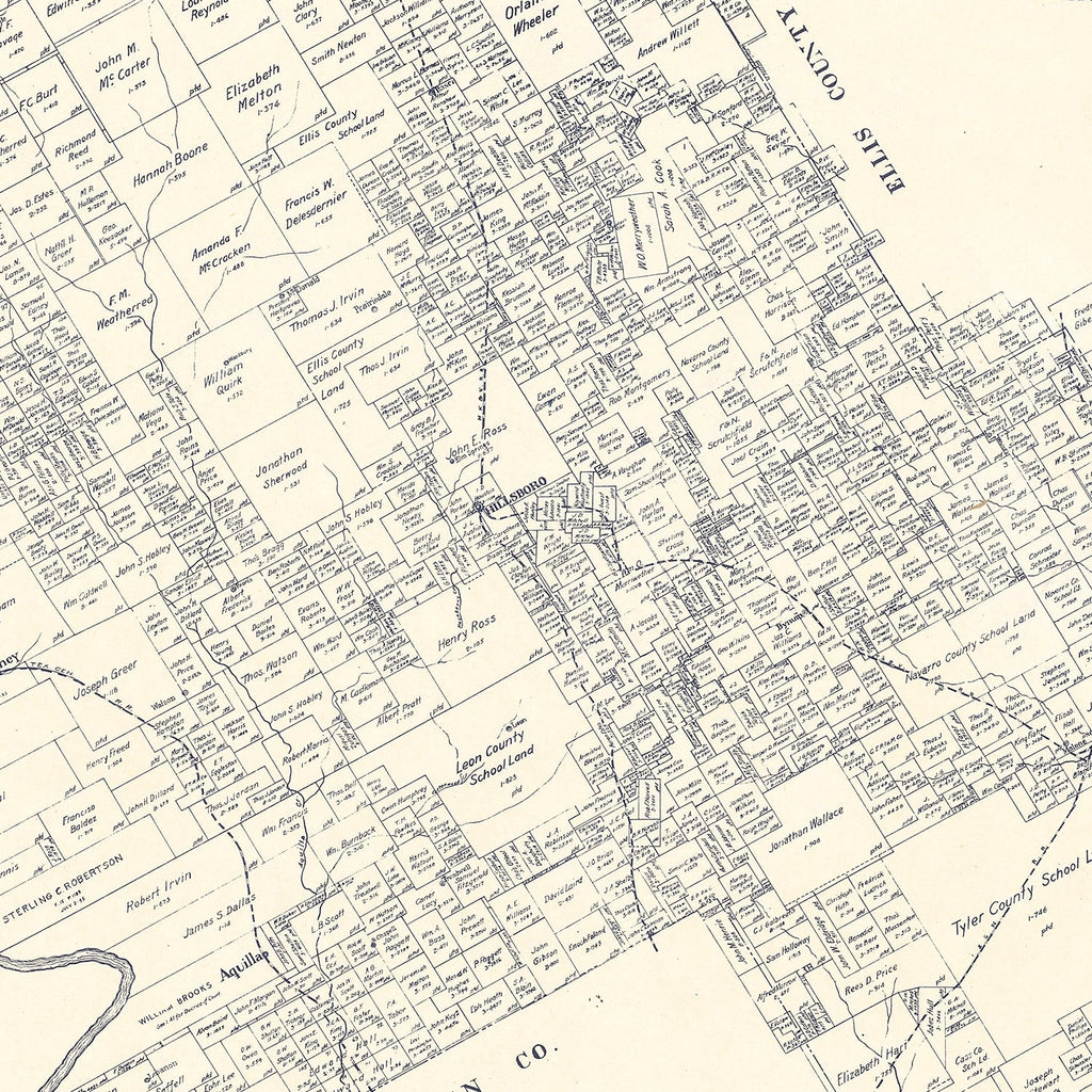 Vintage Map of Hill County, Texas 1922