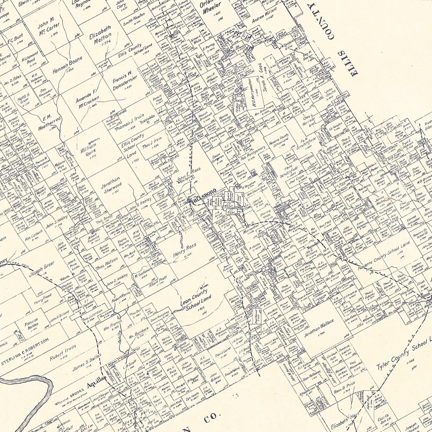 Vintage Map of Hill County, Texas 1922