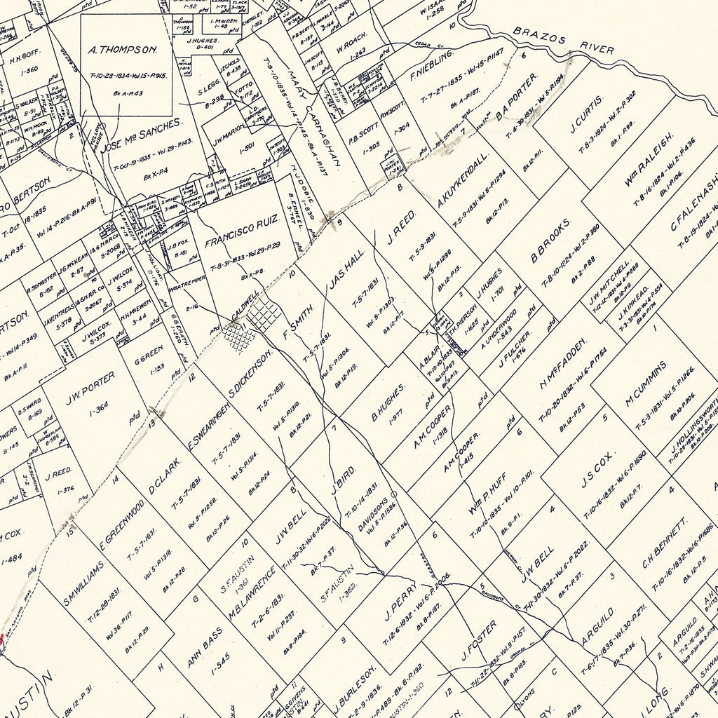 Vintage Map of Burleson County, Texas 1920
