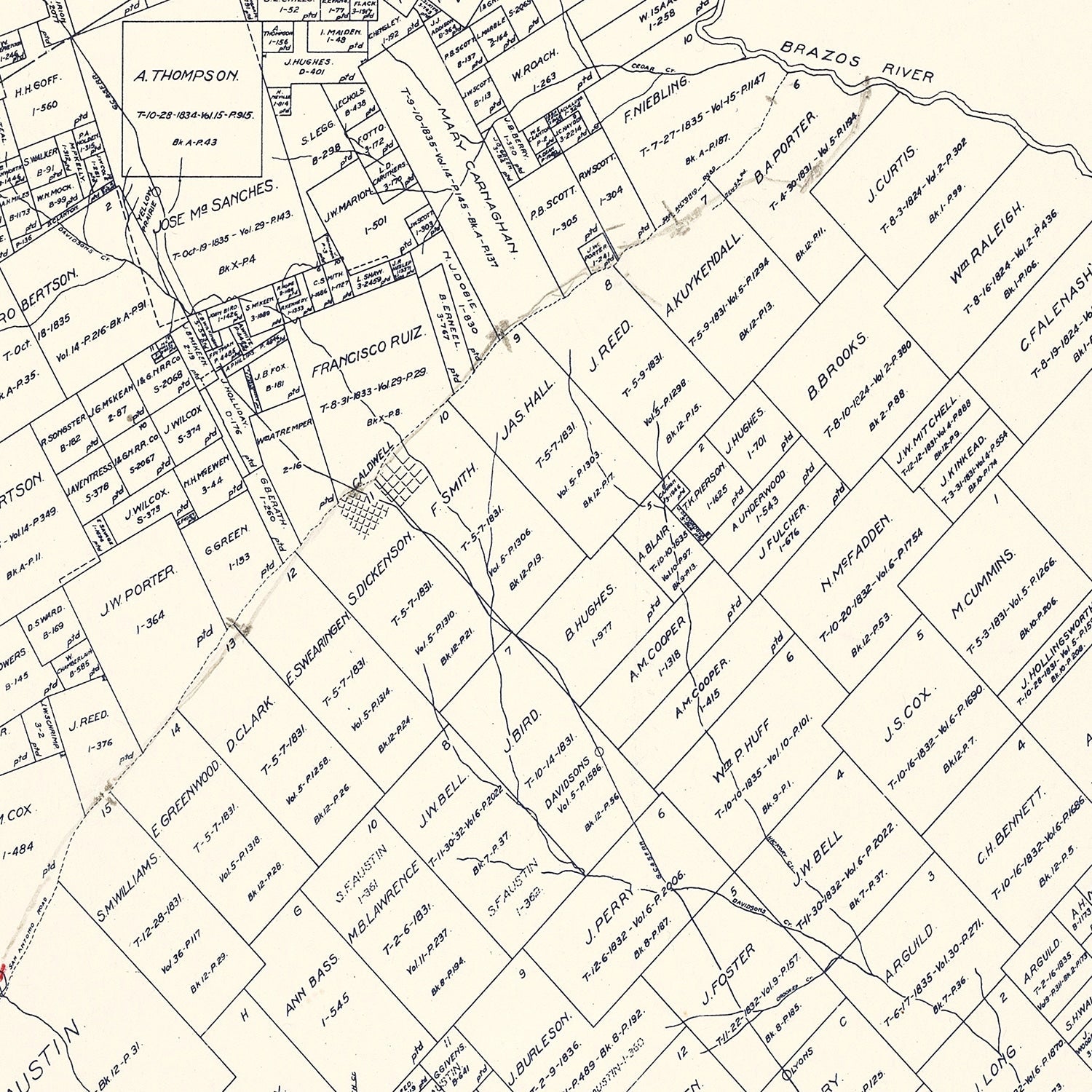 Vintage Map of Burleson County, Texas 1920