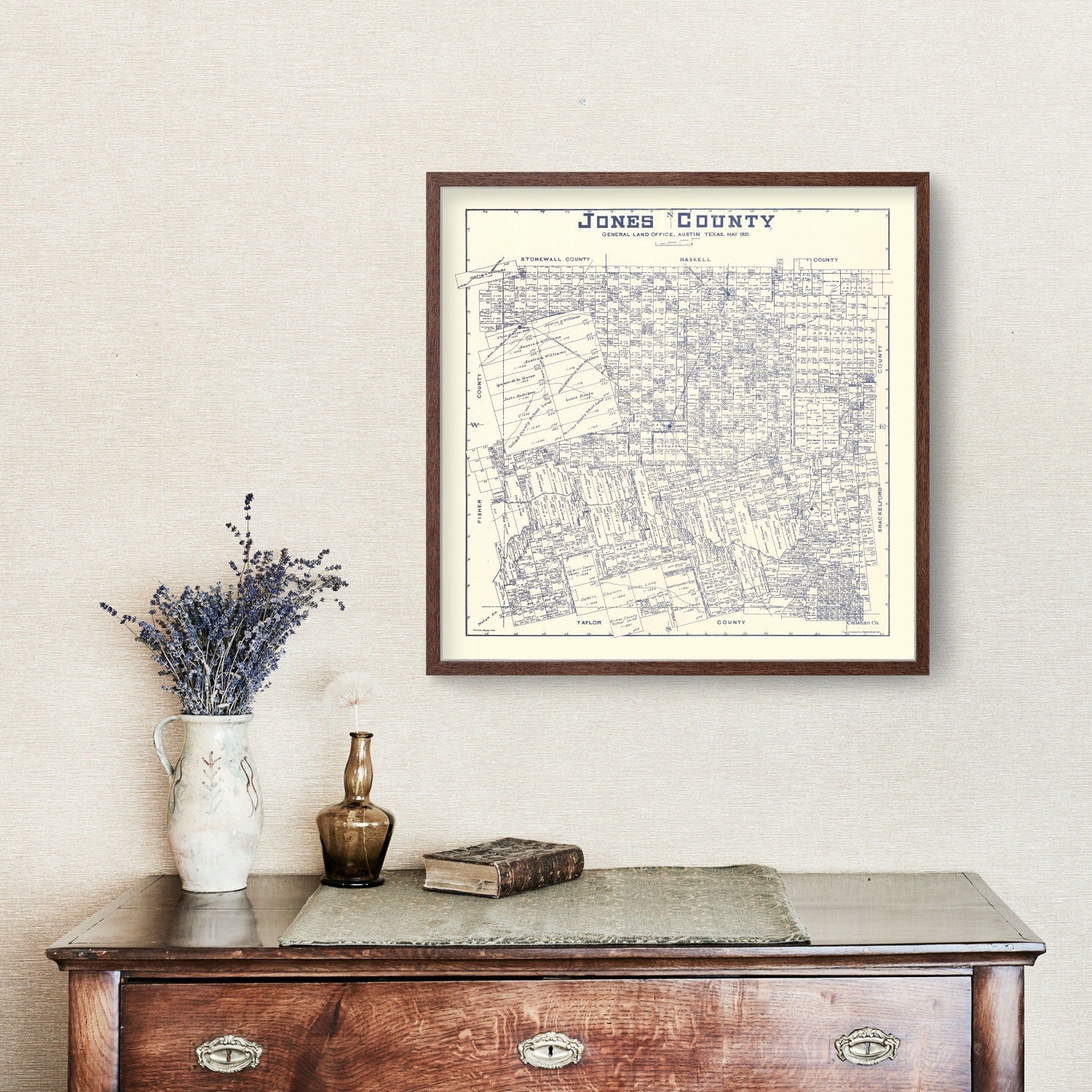 Vintage Map of Jones County, Texas 1921