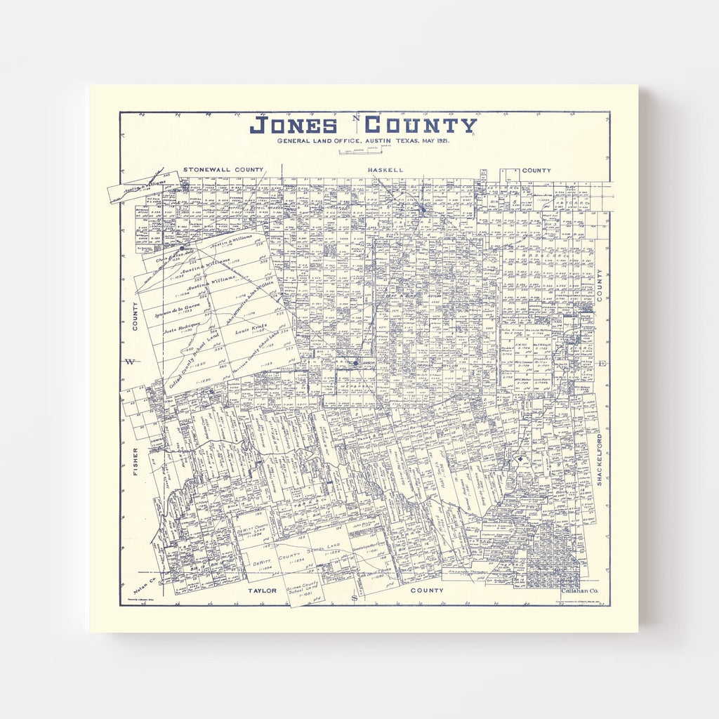 Vintage Map of Jones County, Texas 1921