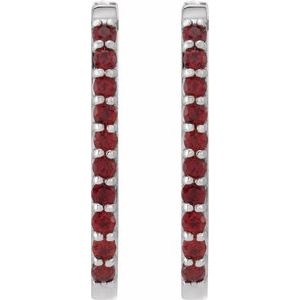 Sterling Silver Natural Mozambique Garnet 20 mm Hoop Earrings – image 2