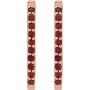 14K Rose Gold Natural Mozambique Garnet 20 mm Hoop Earrings