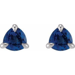 14K White Gold 3.5 mm Natural Blue Sapphire Stud Earrings – image 2