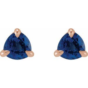 14K Rose Gold 3.5 mm Natural Blue Sapphire Stud Earrings – image 2