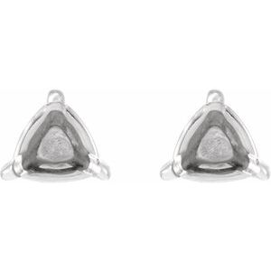 14K White Gold 3.5 mm Trillion 3-Prong Claw Earring Mounting – image 2