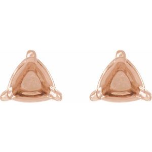 14K Rose Gold 4.5 mm Trillion 3-Prong Claw Earring Mounting – image 2