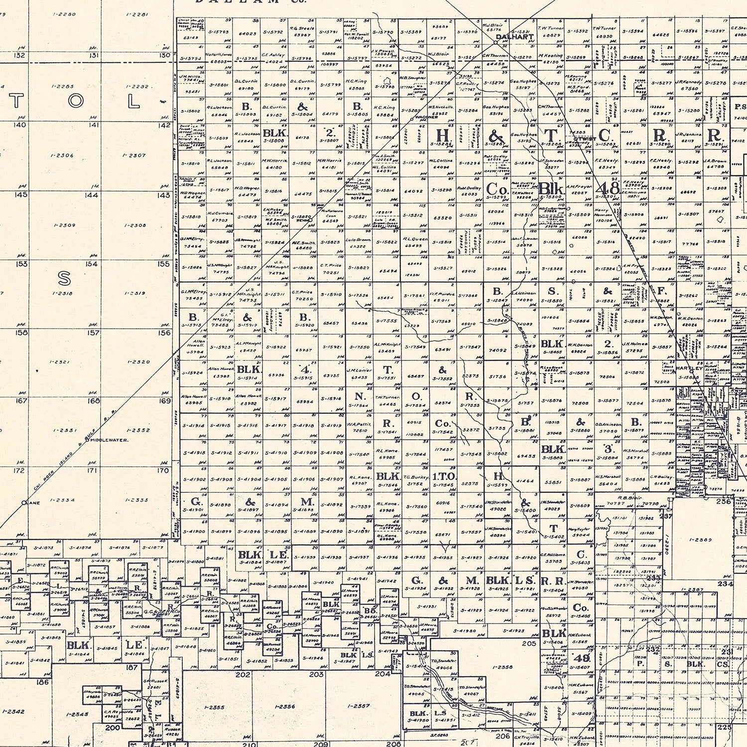 Vintage Map of Hartley County, Texas 1925