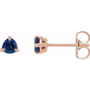 14K Rose Gold 3.5 mm Natural Blue Sapphire Stud Earrings