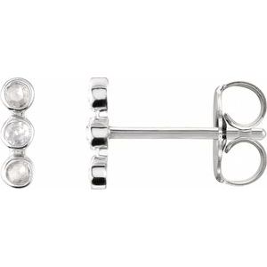 Platinum Rose-Cut .05 CTW Natural Diamond Three-Stone Bar Earrings