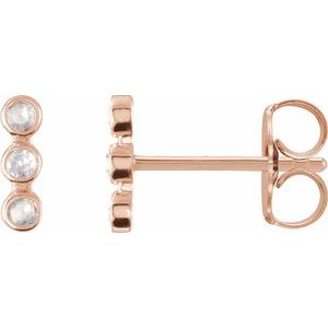 14K Rose Gold Rose-Cut .05 CTW Natural Diamond Three-Stone Bar Earrings
