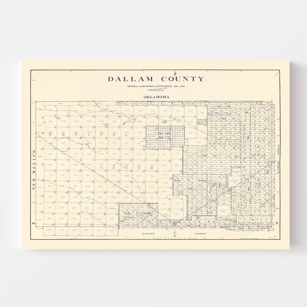 Vintage Map of Dallam County, Texas 1926