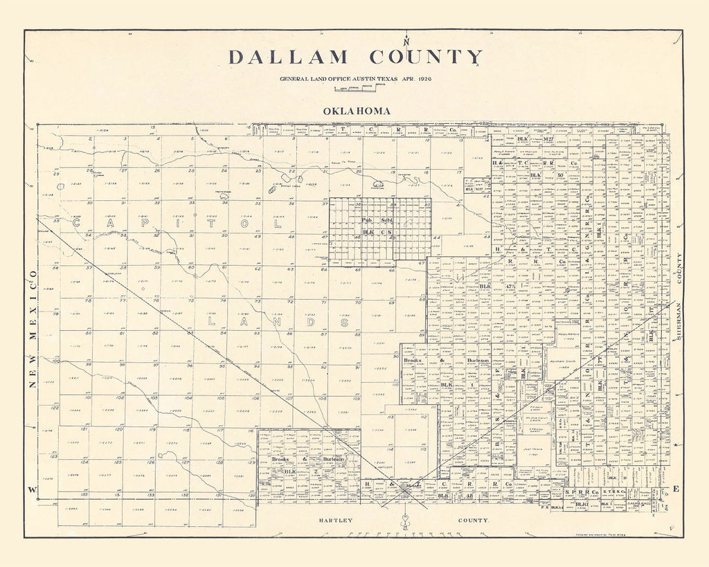 Vintage Map of Dallam County, Texas 1926