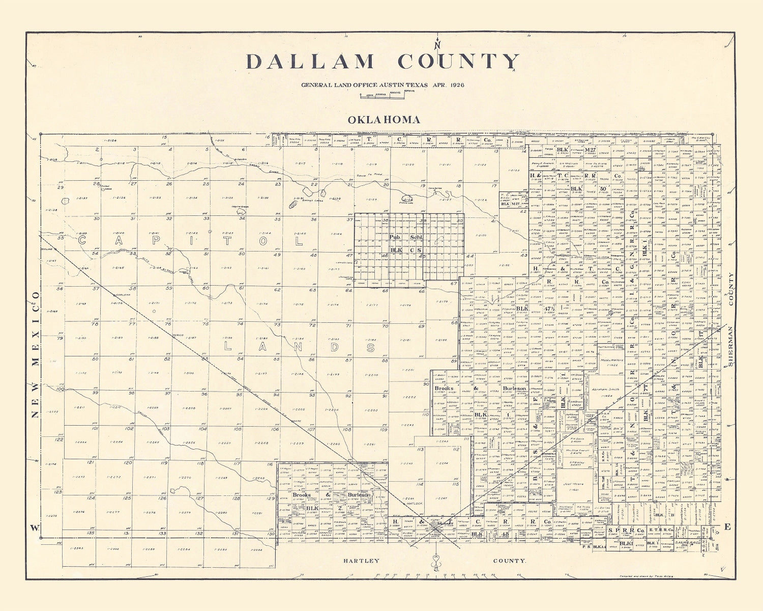 Vintage Map of Dallam County, Texas 1926