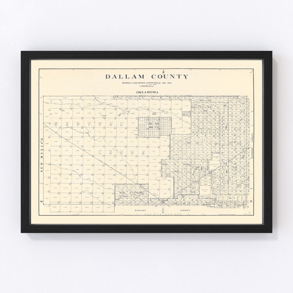 Vintage Map of Dallam County, Texas 1926