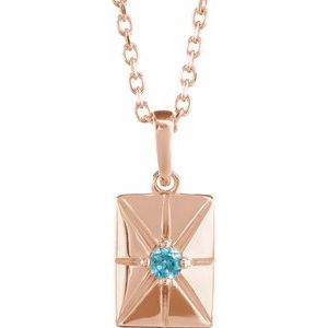 14K Rose Gold Natural Blue Zircon 16-18" Necklace