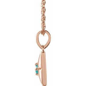 14K Rose Gold Natural Blue Zircon 16-18" Necklace