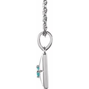 Sterling Silver Natural Blue Zircon 16-18" Necklace