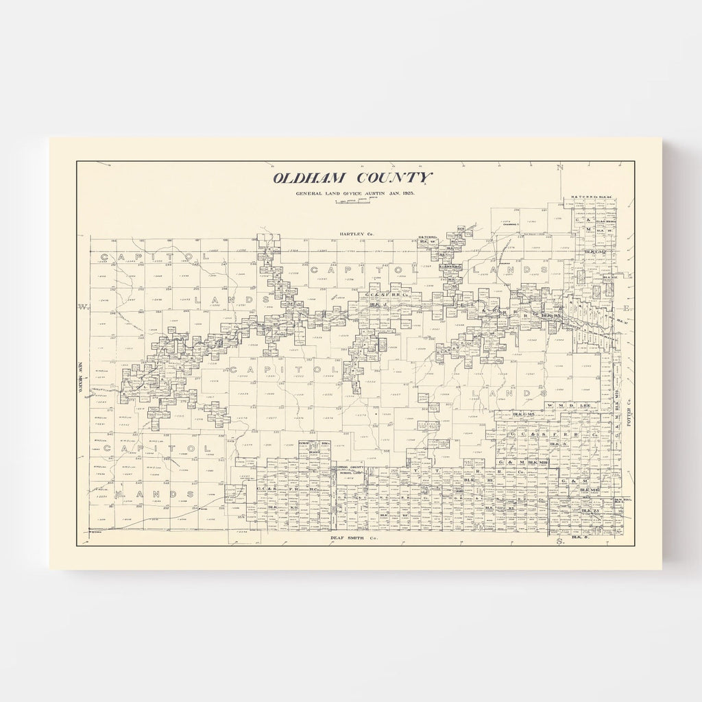 Vintage Map of Oldham County, Texas 1925