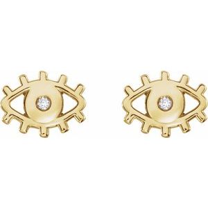 14K Yellow Gold .015 CTW Natural Diamond Evil Eye Earrings – image 2
