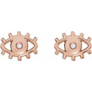14K Rose Gold .015 CTW Natural Diamond Evil Eye Earrings