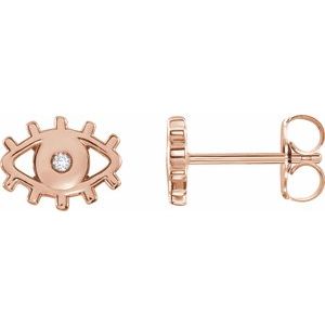 14K Rose Gold .015 CTW Natural Diamond Evil Eye Earrings