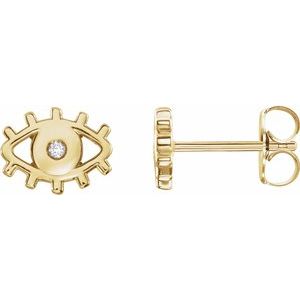 14K Yellow Gold .015 CTW Natural Diamond Evil Eye Earrings