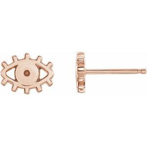 14K Rose Gold 1.2 mm Round Accented Evil Eye Earrings