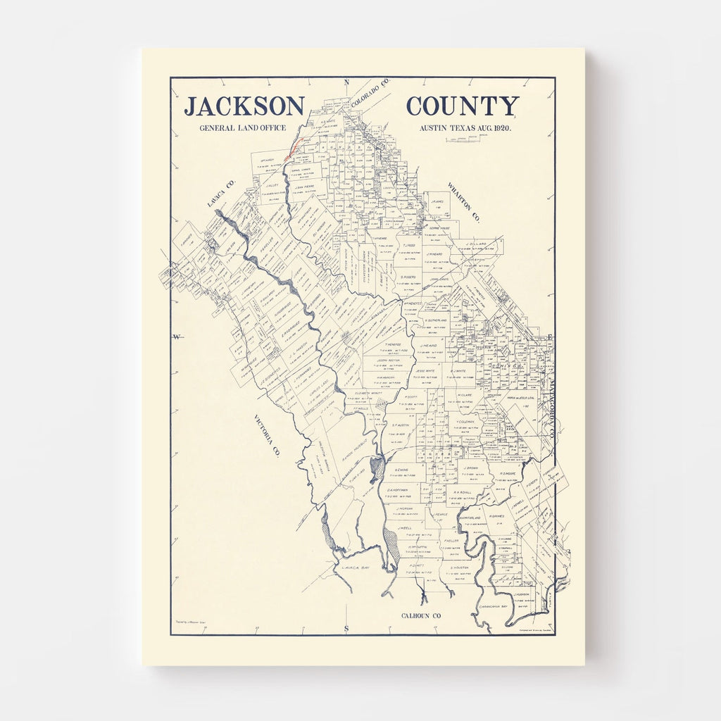 Vintage Map of Jackson County, Texas 1920